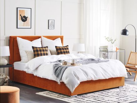 Beliani ROUEN Bed met opberger Oranje 180x200
