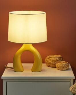 Beliani Tafellamp keramiek geel ABBIE