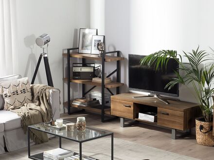 Beliani TIMBER TV-meubel donkere houtkleur Bruin