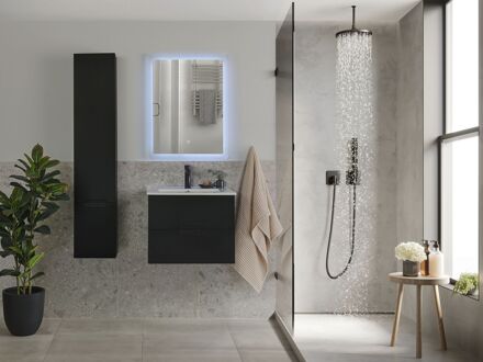 Beliani TUDELA - Badkamerkast met spiegel-Zwart-MDF
