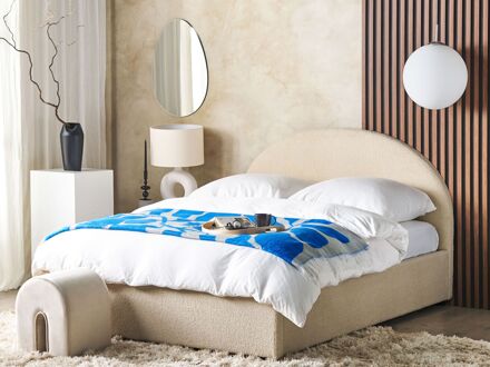 Beliani VAUCLUSE Bed met opberger beige 160x200