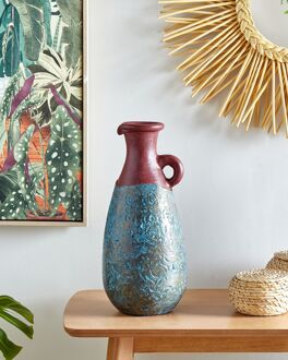 Beliani VELIA - Decoratieve vaas - Blauw|Bruin - Terracotta
