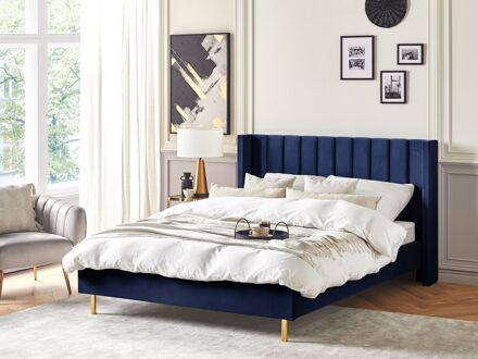 Beliani VILLETTE Bed Blauw 160x200
