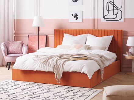 Beliani VION Bed met opberger Oranje 180x200