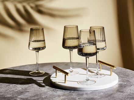 Beliani Wijnglas set van 4 grijs 360 ml QUARTZ Transparant