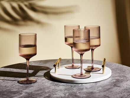 Beliani Wijnglas set van 4 roze 380 ml AMETHYST Transparant