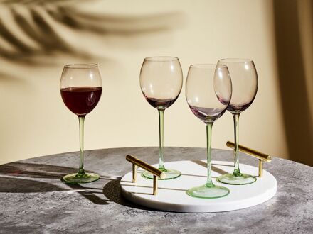 Beliani Wijnglas set van 4 roze/groen 360 ml DIOPSIDE Transparant
