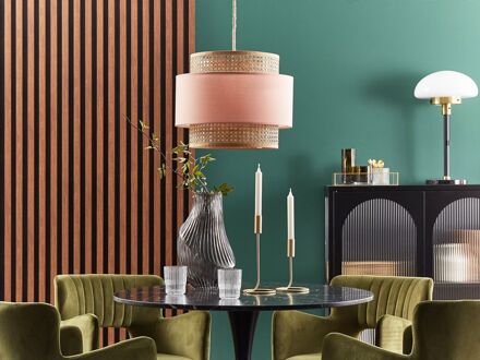 Beliani YUMURI - Hanglamp - Roze| Natuurlijk - Polyester