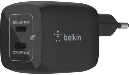 Belkin Boost↑Charge™ GaN Pro Adapter 2 poorts - USB-C - 45W - Zwart - One size