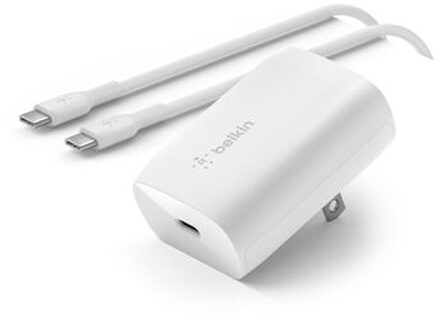 Belkin BoostCharge Compacte USB-C oplader 20W met USB-C naar USB-C kabel - 1 meter - Wit - 1m