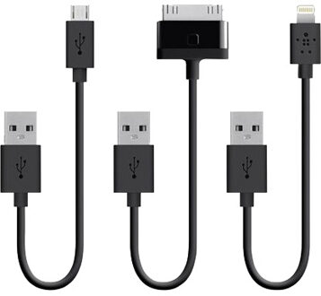 Belkin USB Cable Kit (Lightning/30-Pin/Micro USB) 15cm Black