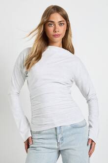Bell T-Shirt Met Lange Mouwen En Diepe Zoom, Ash Grey - 44
