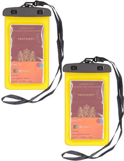 Bella 2x Stuks Bellatio Design waterdicht documententasje / waardevolle spullenhoesje - Geel - Telefoonhoesjes