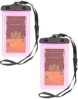 Bella 2x Stuks Bellatio Design waterdicht documententasje / waardevolle spullenhoesje - Roze