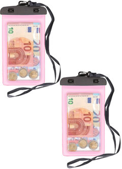 Bella 2x Stuks Bellatio Design waterdicht geldbuidel / moneybelt nektasje - Roze