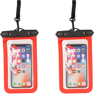 Bella 2x Stuks Bellatio Design waterdicht telefoonhoesje voor alle telefoons tot 6 inch rood