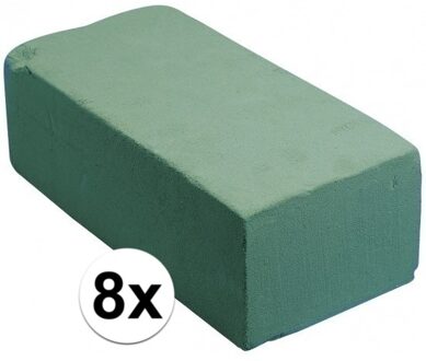 Bella Hobby Oase steekschuim - 8x - nat - groen - 23 x 11 x 8 cm - Voor echte bloemen