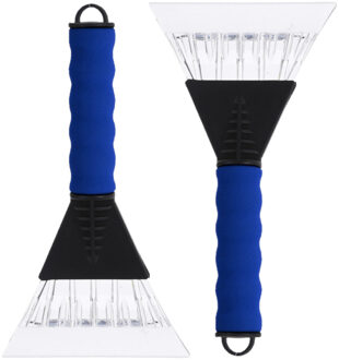 Bella IJskrabber - 2x stuks - blauw - met foam grip - kunststof - 26 x 13 cm - Ruitenkrabber auto - raamkr