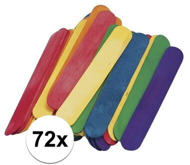 Bella Rayher ijsstokjes gekleurd - 72x - 15 x 2 cm - knutselstokjes - hobby houtjes artikelen