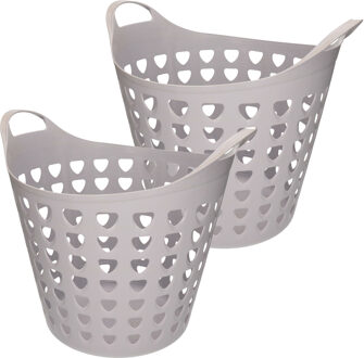 Bella Set van 2x stuks flexibele wasmanden rond grijs met gaten 26 liter