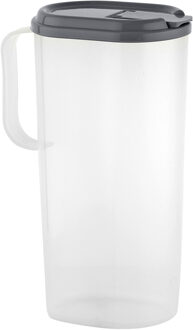 Bella Waterkan/schenkkan Met Antraciet Grijze Afsluitbare Deksel 1,8 Liter Kunststof - Schenkkannen Transparant