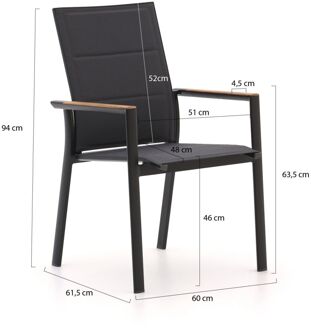 Bellagio Albinea/Sestino 160cm dining tuinset 5-delig stapelbaar - Laagste prijsgarantie! Grijs