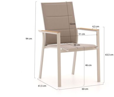 Bellagio Albinea/Sestino 160cm dining tuinset 5-delig stapelbaar - Laagste prijsgarantie! Taupe