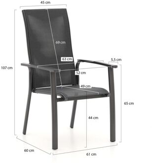 Bellagio Avio/Fidenza 160cm dining tuinset 5-delig stapelbaar - Laagste prijsgarantie! Grijs