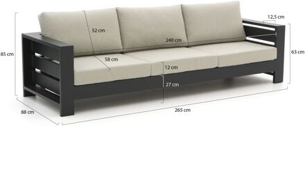 Bellagio Avolo lounge tuinbank 3-zits 265cm - Laagste prijsgarantie! Grijs