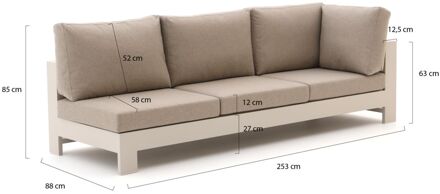 Bellagio Avolo lounge tuinbank 3-zits linkerarm 253cm - Laagste prijsgarantie! Taupe