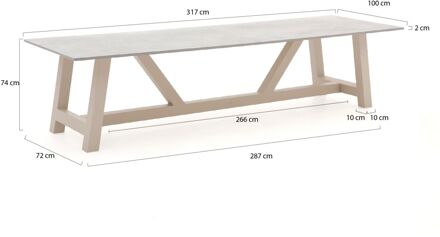 Bellagio Bresimo dining tuintafel 317x100cm - Laagste prijsgarantie! Grijs