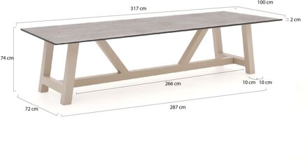 Bellagio Bresimo dining tuintafel 317x100cm - Laagste prijsgarantie! Grijs