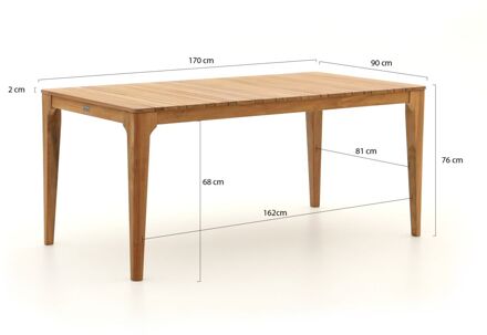 Bellagio Bruca dining tuintafel 170x90x76cm - Laagste prijsgarantie! Bruin