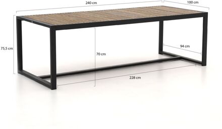 Bellagio Cadora dining tuintafel 240x100x75cm - Laagste prijsgarantie! Grijs