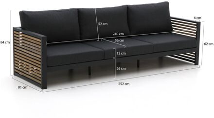 Bellagio Cadora lounge tuinbank 3-zits 252cm - Laagste prijsgarantie! Grijs