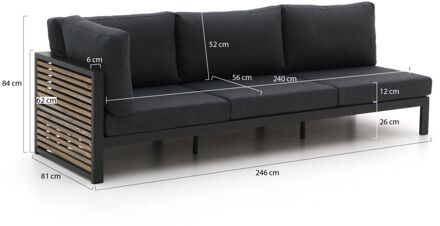 Bellagio Cadora lounge tuinbank 3-zits rechterarm 246cm - Laagste prijsgarantie! Grijs