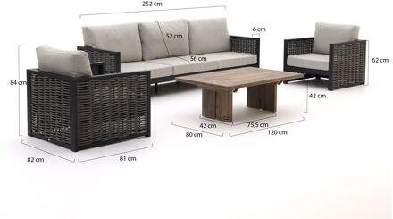 Bellagio Cadora stoel-bank loungeset 4-delig - Laagste prijsgarantie! Grijs