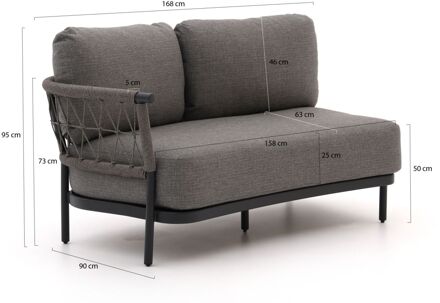 Bellagio Calizzano lounge tuinbank 2-zits 168cm incl. hoekelement + linkerarm 3-zits 214cm - Laagste prijsgarantie! Zwart