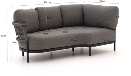 Bellagio Calizzano lounge tuinbank 2-zits 168cm incl. hoekelement + rechterarm 3-zits 214cm - Laagste prijsgarantie! Zwart