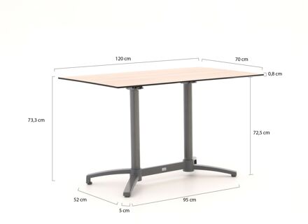 Bellagio Canzo klaptafel 120x70x73cm - Laagste prijsgarantie! Bruin