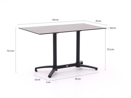 Bellagio Canzo klaptafel 120x70x73cm - Laagste prijsgarantie! Grijs