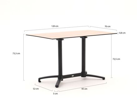 Bellagio Canzo klaptafel 120x70x73cm - Laagste prijsgarantie! Grijs