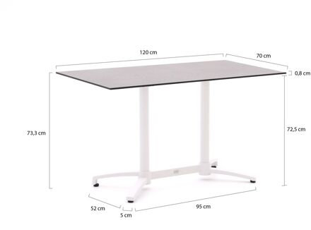 Bellagio Canzo klaptafel 120x70x73cm - Laagste prijsgarantie! Wit