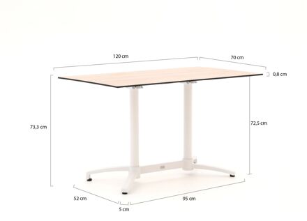 Bellagio Canzo klaptafel 120x70x73cm - Laagste prijsgarantie! Wit