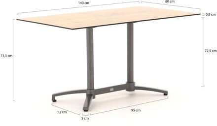 Bellagio Canzo klaptafel 140x80x73cm - Laagste prijsgarantie! Bruin