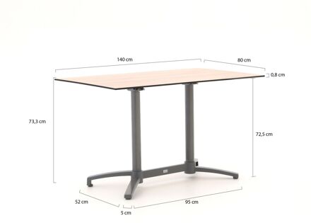 Bellagio Canzo klaptafel 140x80x73cm - Laagste prijsgarantie! Bruin