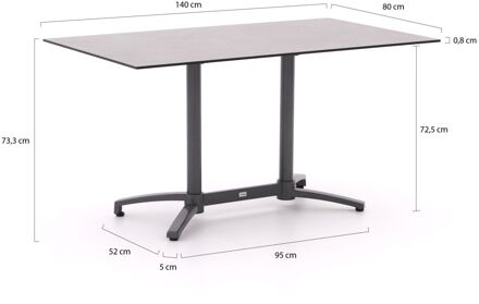 Bellagio Canzo klaptafel 140x80x73cm - Laagste prijsgarantie! Grijs