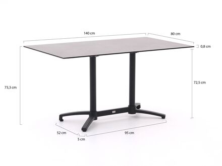 Bellagio Canzo klaptafel 140x80x73cm - Laagste prijsgarantie! Grijs