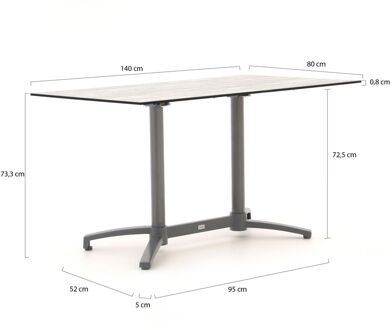 Bellagio Canzo klaptafel 140x80x73cm - Laagste prijsgarantie! Grijs