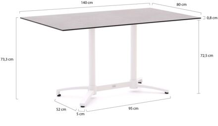 Bellagio Canzo klaptafel 140x80x73cm - Laagste prijsgarantie! Wit